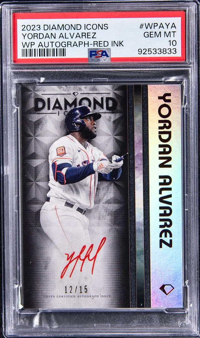 2023 Topps Yordan Alvarez Diamond Icons White Polychromatink Autograph Red Ink #WPA-YA card image