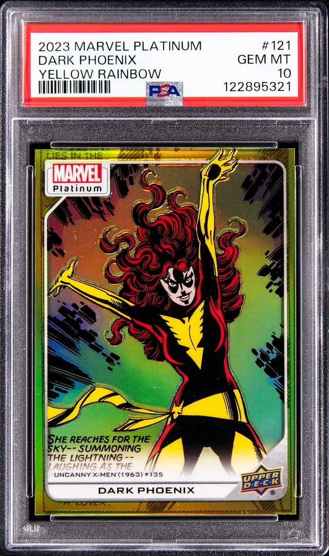2023 Upper Deck Dark Phoenix Marvel Platinum Yellow Rainbow #121 card image