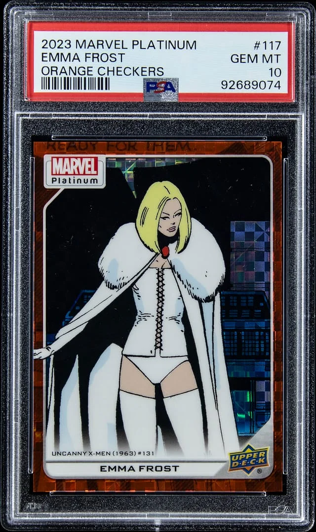 2023 Upper Deck Emma Frost Marvel Platinum Orange Checkers #117 card image