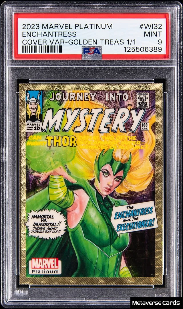 2023 Upper Deck Enchantress Marvel Platinum Cover Variation Golden Treasure #WI32 card image