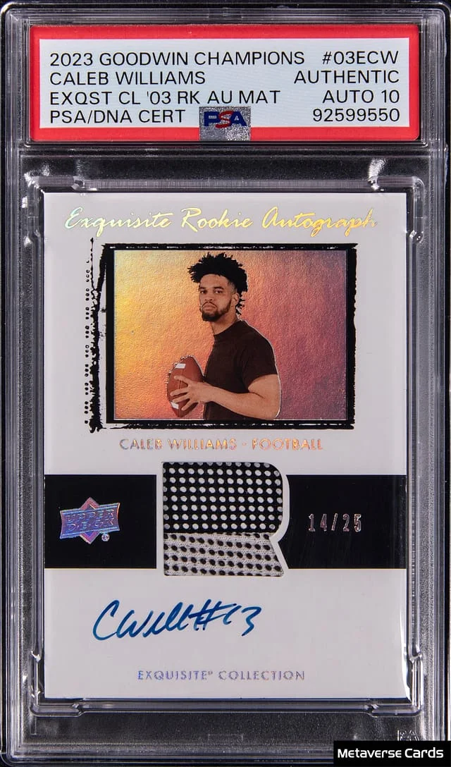 2023 Upper Deck Goodwin Champions Caleb Williams Exquisite Collection '03 Autograph Materials #03E-CW card image