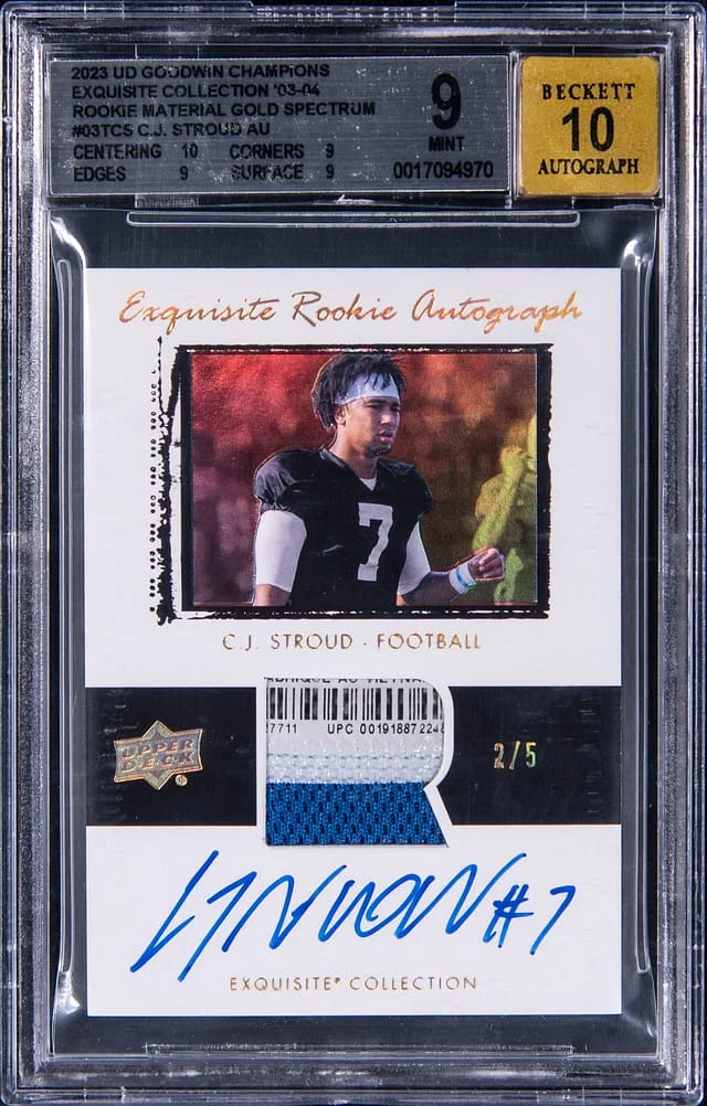 2023 Upper Deck Goodwin Champions CJ Stroud Exquisite Collection '03-04 Material Gold Spectrum #03TCS card image