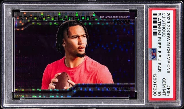 2023 Upper Deck Goodwin Champions C.J. Stroud Platinum Purple Pulsar #P65 card image