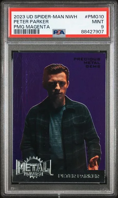 2023 Upper Deck Peter Parker Spider-Man No Way Home Precious Metal Gems Magenta #PMG10 card image
