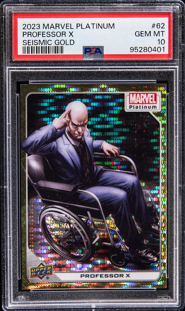2023 Upper Deck Professor X Marvel Platinum Seismic Gold #62 card image