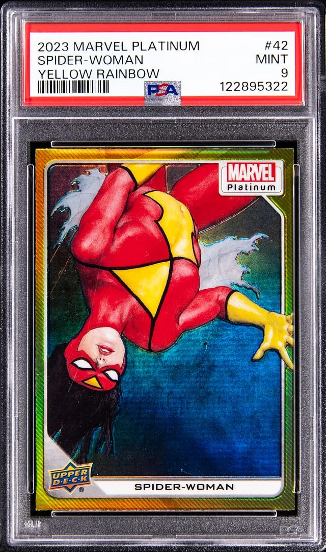2023 Upper Deck Spider-Woman Marvel Yellow Rainbow #42 card image