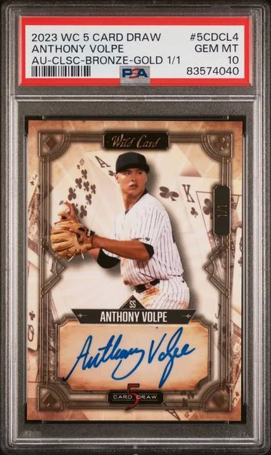 2023 Wild Card 5 Card Draw Autographs Classic-Bronze Foil-Gold Anthony Volpe #5CDCL4 card image