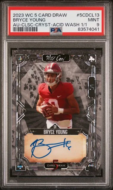2023 Wild Card 5 Card Draw Autographs Classic-Crystal Foil-Acid Wash 1/1 Bryce Young #5CDCL13 card image