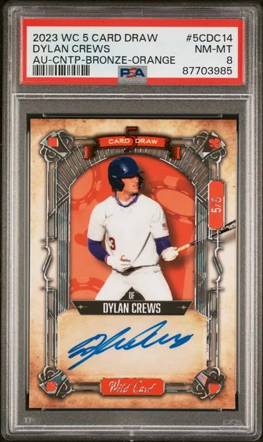 2023 Wild Card 5 Card Draw Autographs Contemporary-Bronze Foil-Orange Dylan Crews #5CDC14 card image