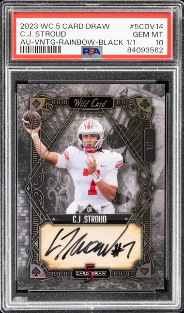 2023 Wild Card 5 Card Draw Autographs Vintage-Rainbow Foil-Acid Wash C.J. Stroud #5CDV14 card image