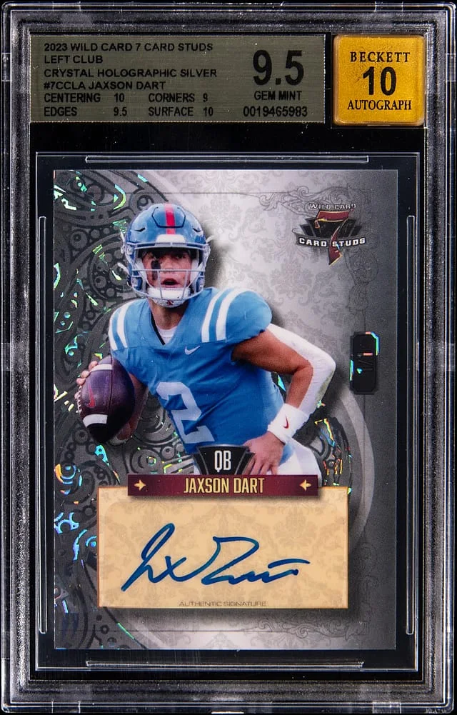 2023 Wild Card 7 Card Studs Left Club Crystal Holographic Silver Jaxson Dart #7CCL-A card image