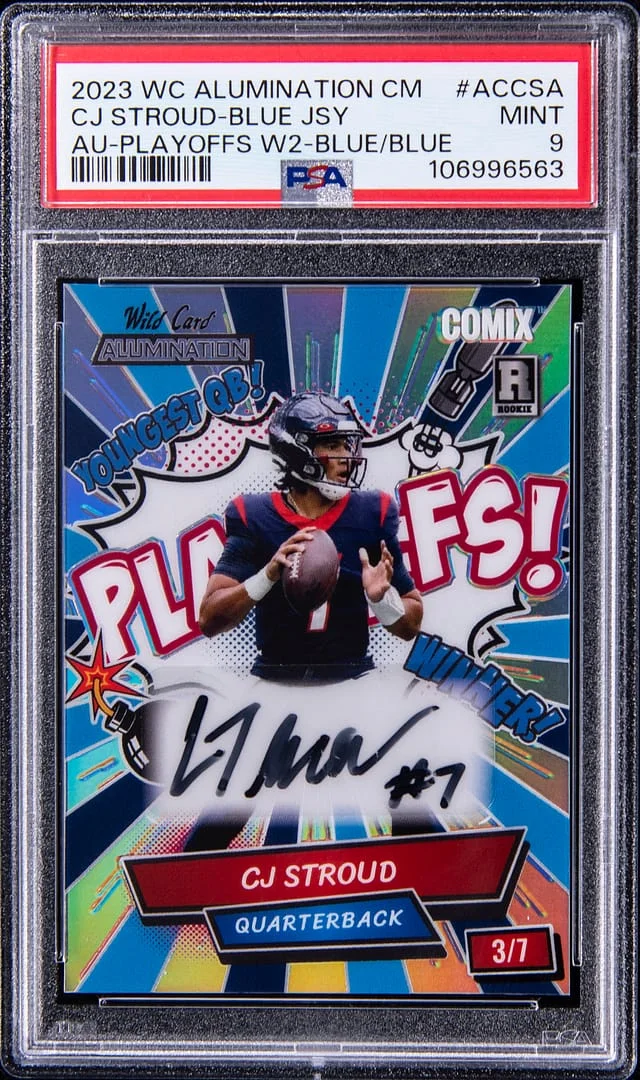 2023 Wild Card Alumination Comix Autographs Playoffs W2 Blue/Blue C.J. Stroud #AC-CSA card image