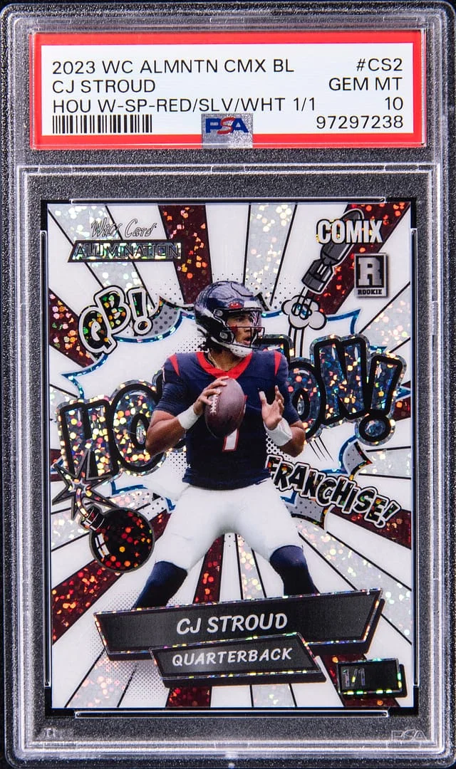 2023 Wild Card Alumination Comix BlackLabel Houston White-Sparkle-Red/Silver/White CJ Stroud #CS2 card image