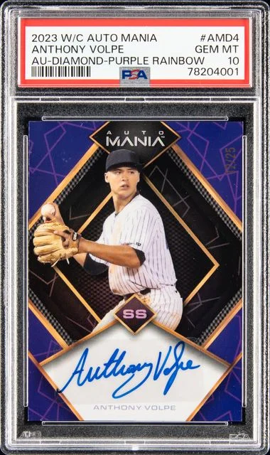 2023 Wild Card Auto Mania Autographs Diamond-Rainbow-Purple Anthony Volpe #Amd4 card image