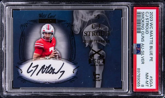 2023 Wild Card Matte Blue Premium Edition Smoking Guns Autograph Silver C.J. Stroud #SG-A card image