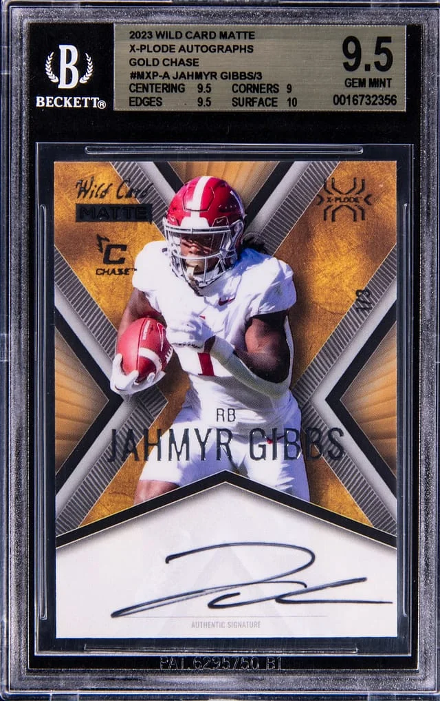 2023 Wild Card Matte X-Plode Autographs Gold Chase Jahmyr Gibbs #MXP-A card image