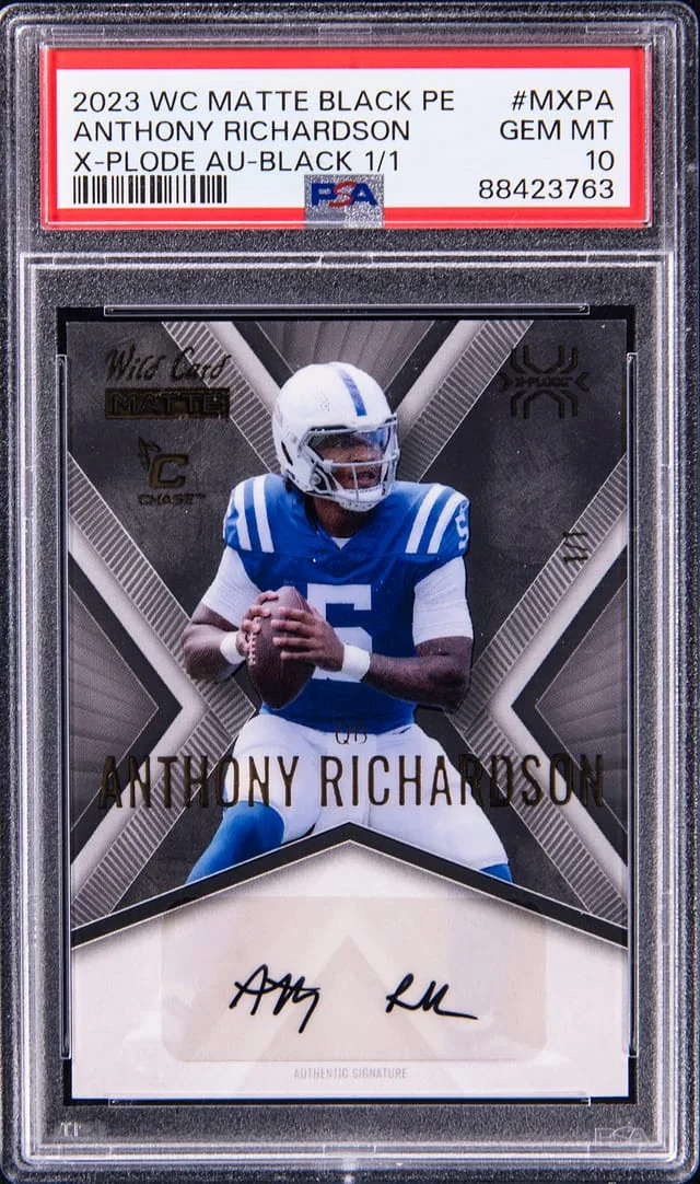 2023 Wildcard Matte Black PE X-Plode Autograph Black Anthony Richardson #MXP-A card image