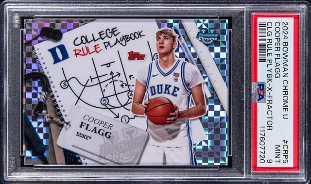 2024-25 Bowman Chrome Cooper Flagg U College Rule Playbook X-Fractor #CRP-5 card image