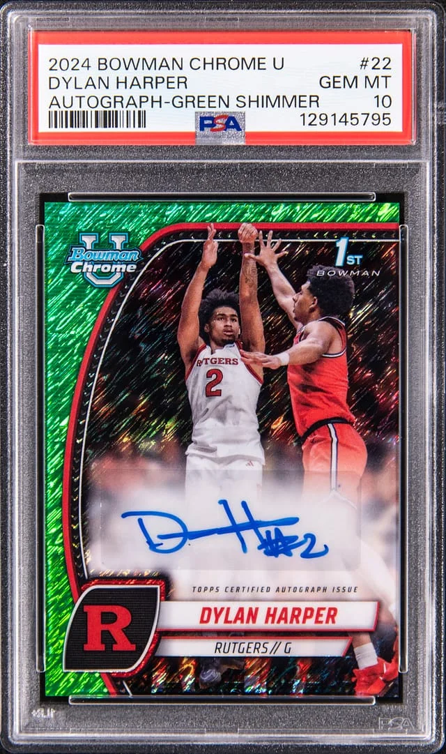 2024-25 Bowman Chrome Dylan Harper U Autograph Green Shimmer #22 card image