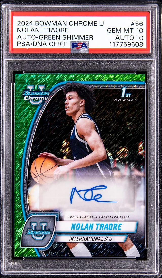 2024-25 Bowman Chrome Nolan Traore U Autograph Green Shimmer #56 card image