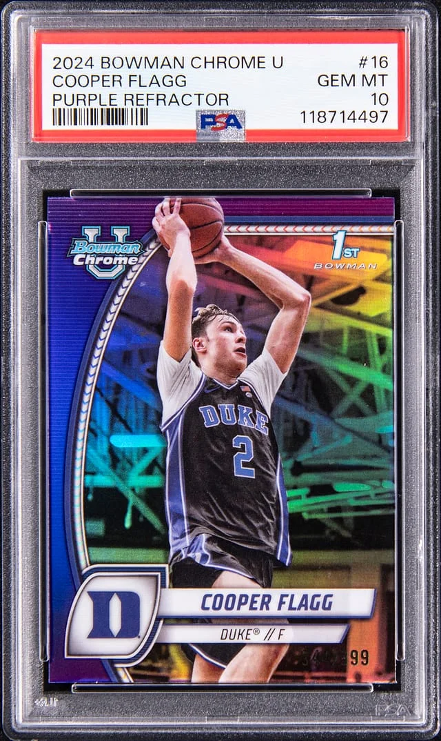 2024-25 Bowman Chrome University Cooper Flagg Purple Refractor #16 card image