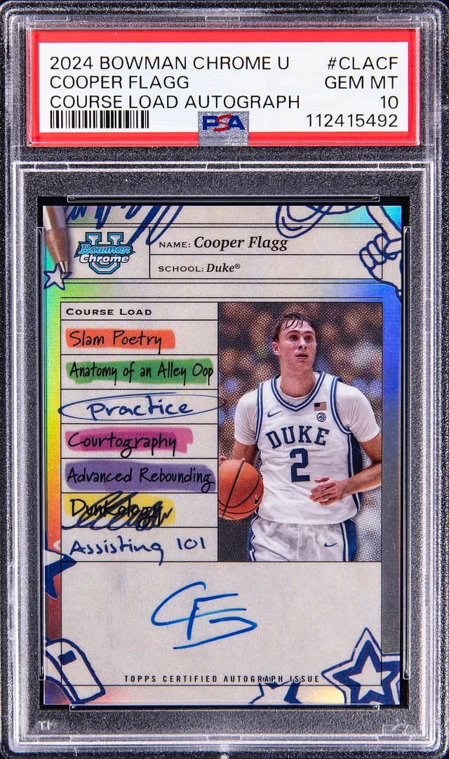 2024-25 Bowman Chrome University Cooper Flagg Course Load Autograph #CLA-CF card image