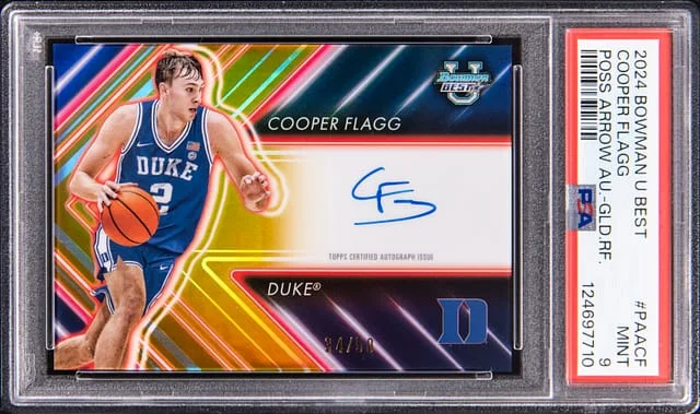 2024-25 Bowman Cooper Flagg U Best Possesion Arrow Autographs Gold Refractor #PAA-CF card image