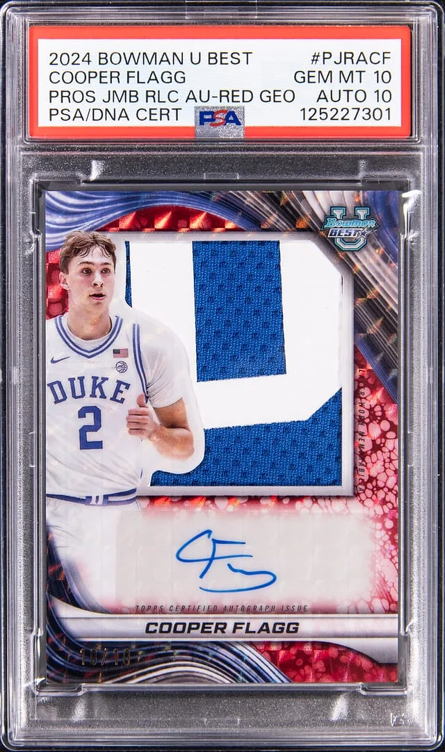 2024-25 Bowman Cooper Flagg U Best Prospect Jumbo Relic Autographs Red Geometric #PJRA-CF card image