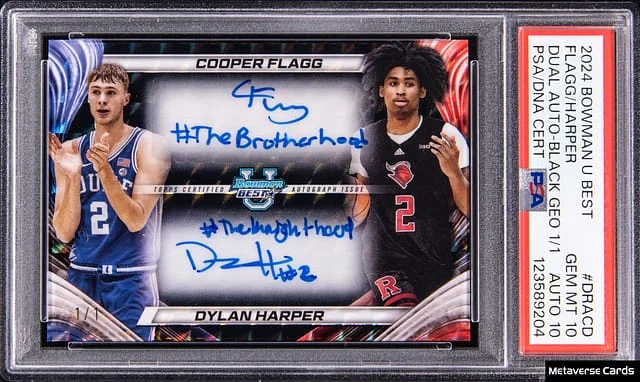 2024-25 Bowman Cooper Flagg/Dylan Harper U Best Dual Autographs Black Geometric Refractor #DRA-CD card image