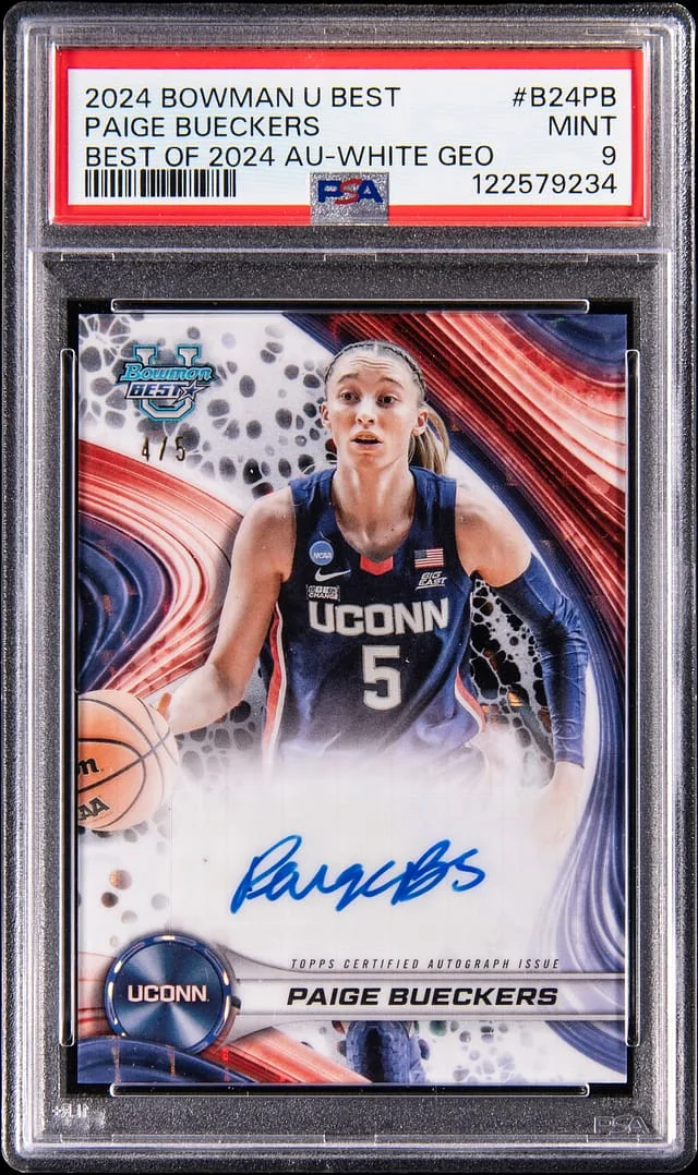 2024-25 Bowman Paige Bueckers U Best of 2024 Autographs White Geometric Refractor #B24-PB card image