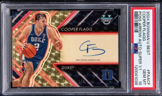 2024-25 Bowman University Best Cooper Flagg Possession Arrow Autographs SuperFractor #PAA-CF card image
