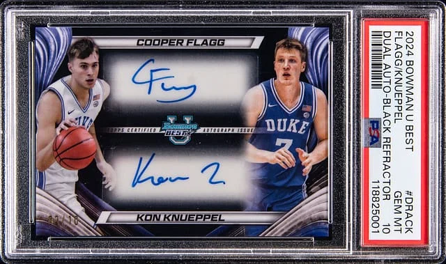 2024-25 Bowman University Best Cooper Flagg/Kon Knueppel Dual Autographs Black Refractor #DRA-CK card image