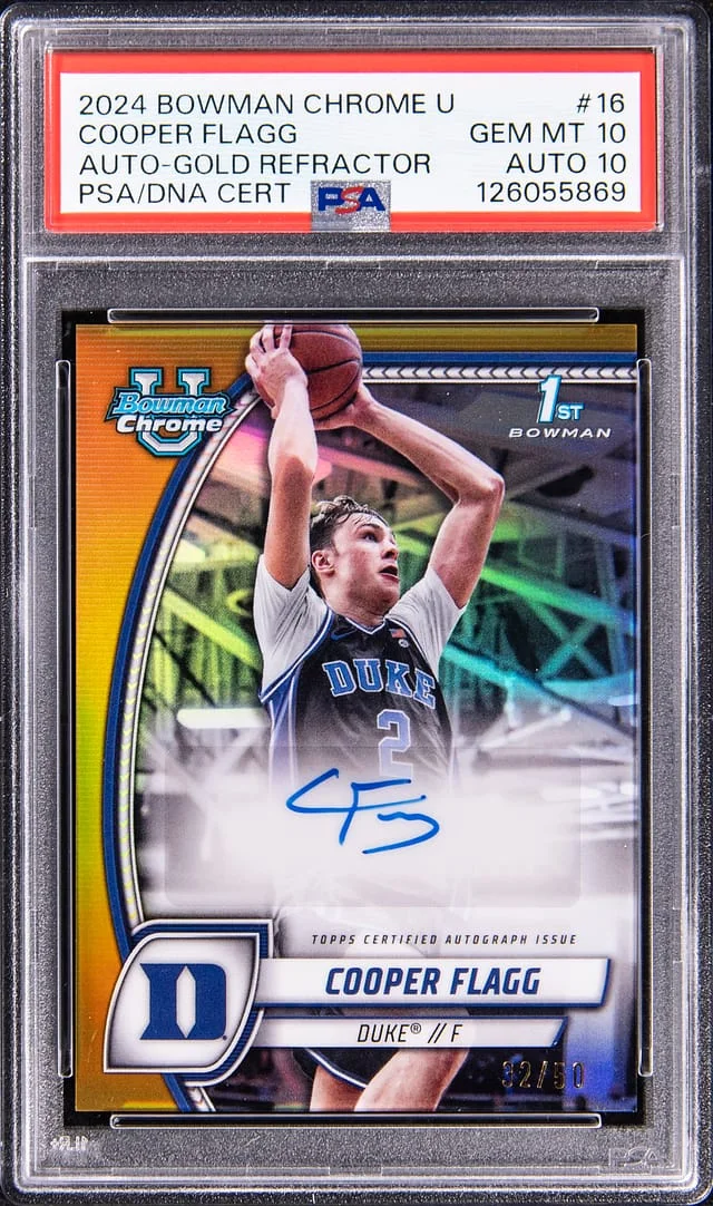 2024-25 Bowman University Chrome Cooper Flagg Autograph Gold Refractor #16 card image