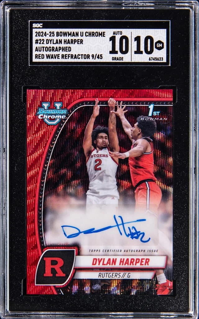 2024-25 Bowman University Chrome Dylan Harper Autograph Red Wave Refractor #22 card image