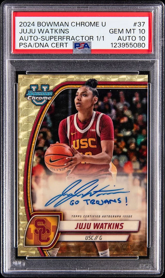 2024-25 Bowman University Chrome JuJu Watkins Prospects SuperFractor Autographs #37 card image