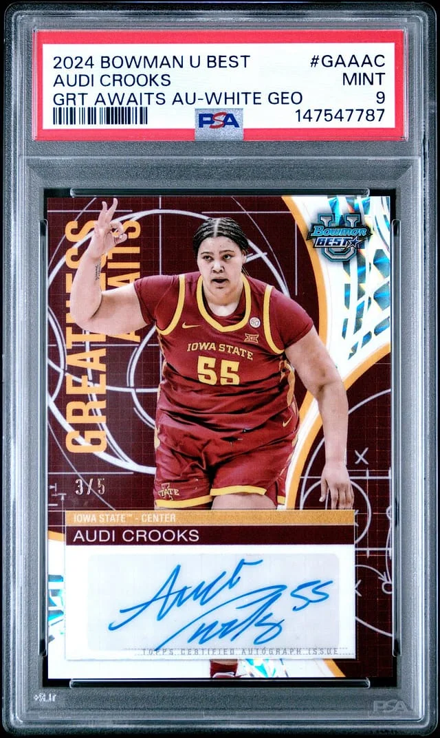 2024-25 Bowman's Best Audi Crooks U Greatness Awaits Autographs White Geometric #GAA-AC card image