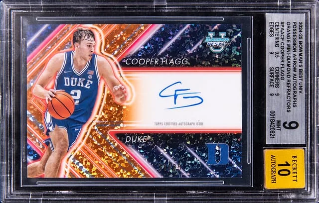2024-25 Bowman's Best Cooper Flagg Possession Arrow Autographs Orange Mini Diamond #PAA-CF card image