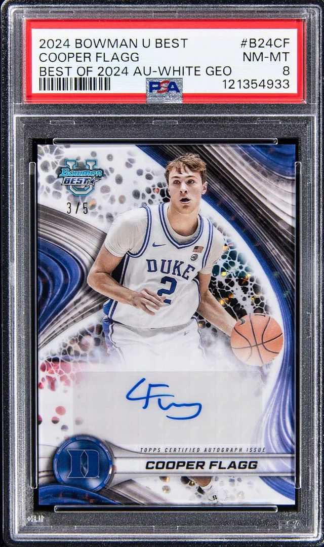 2024-25 Bowman's University Best of 2024 Autographs White Geometric Cooper Flagg #B24-CF card image