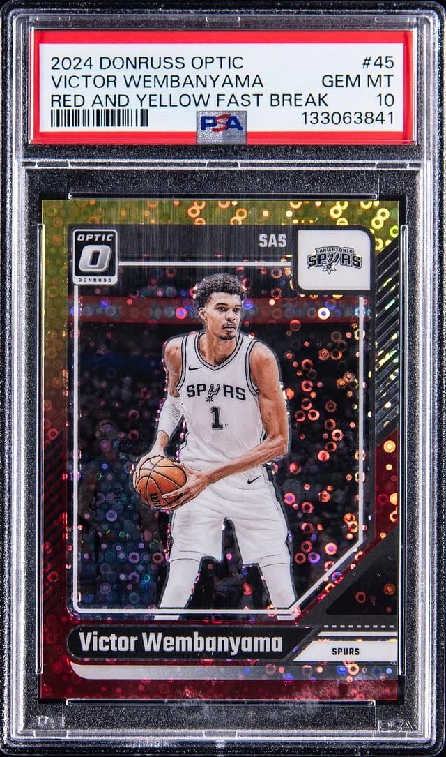2024-25 Donruss Optic Victor Wembanyama Red & Yellow Fast Break #45 card image