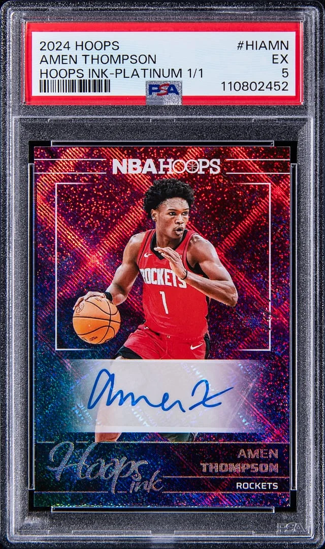 2024-25 NBA Hoops Amen Thompson Ink Platinum #HI-AMN card image