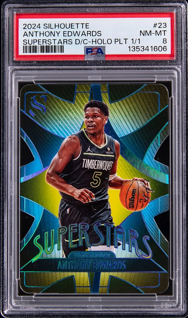 2024-25 Panini Anthony Edwards Silhouette Superstars Die-Cut Holo Platinum #23 card image