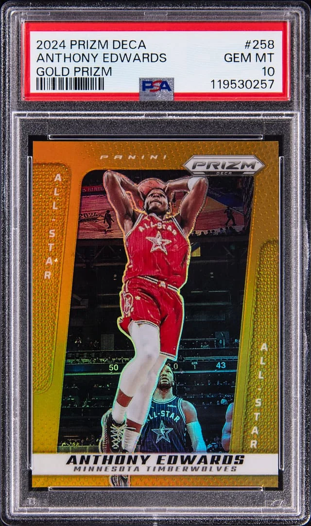 2024-25 Panini Anthony Edwards Deca Gold Prizm #258 card image