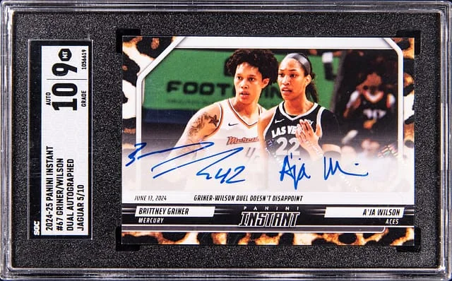 2024-25 Panini Brittney Griner/A'ja Wilson Instant Dual Autographed Jaguar #67 card image