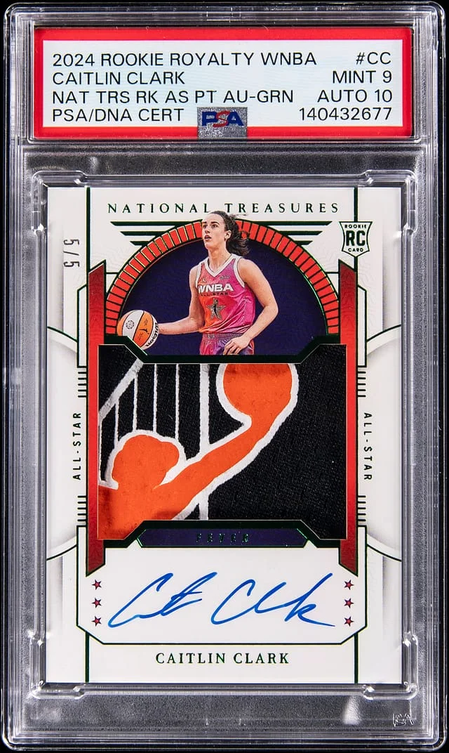 2024-25 Panini Caitlin Clark Royalty WNBA National Treasures All-Star Patch Autographs Green #CC card image