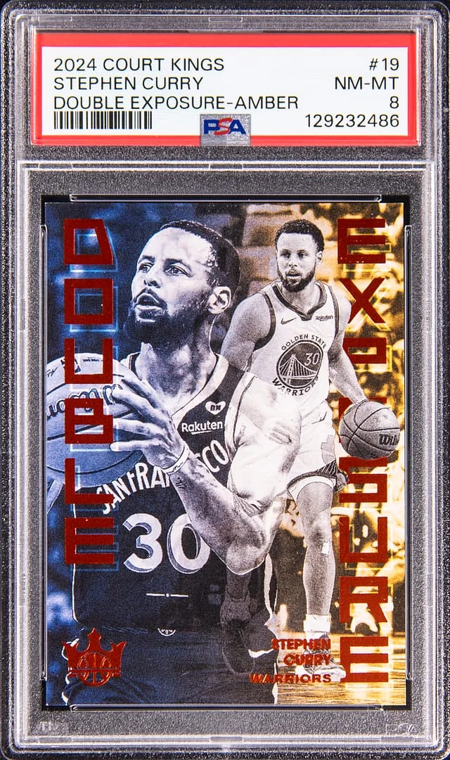2024-25 Panini Court Kings Stephen Curry Double Exposure Amber #19 card image
