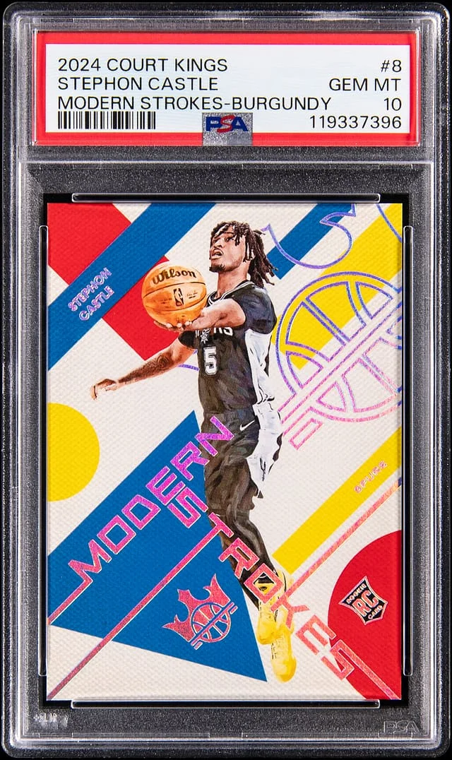 2024-25 Panini Court Kings Stephon Castle Modern Strokes Burgundy #8 card image