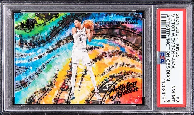 2024-25 Panini Court Kings Victor Wembanyama Artistry in Motion Obsidian #9 card image