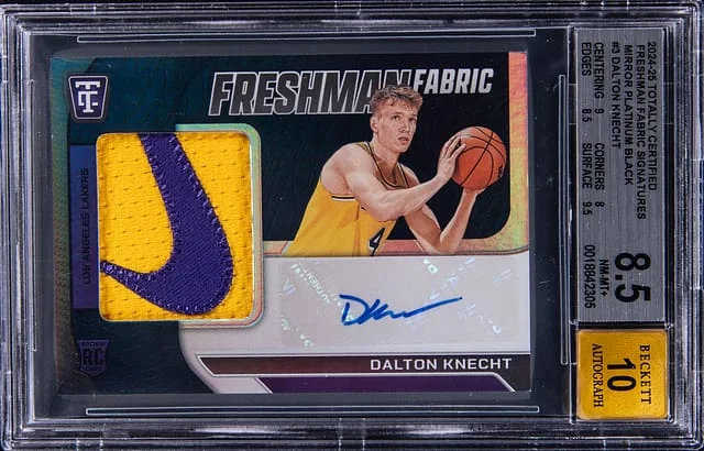 2024-25 Panini Dalton Knecht Totally Certified Freshman Fabric Signatures Mirror Platinum Black #FFS-DAL card image
