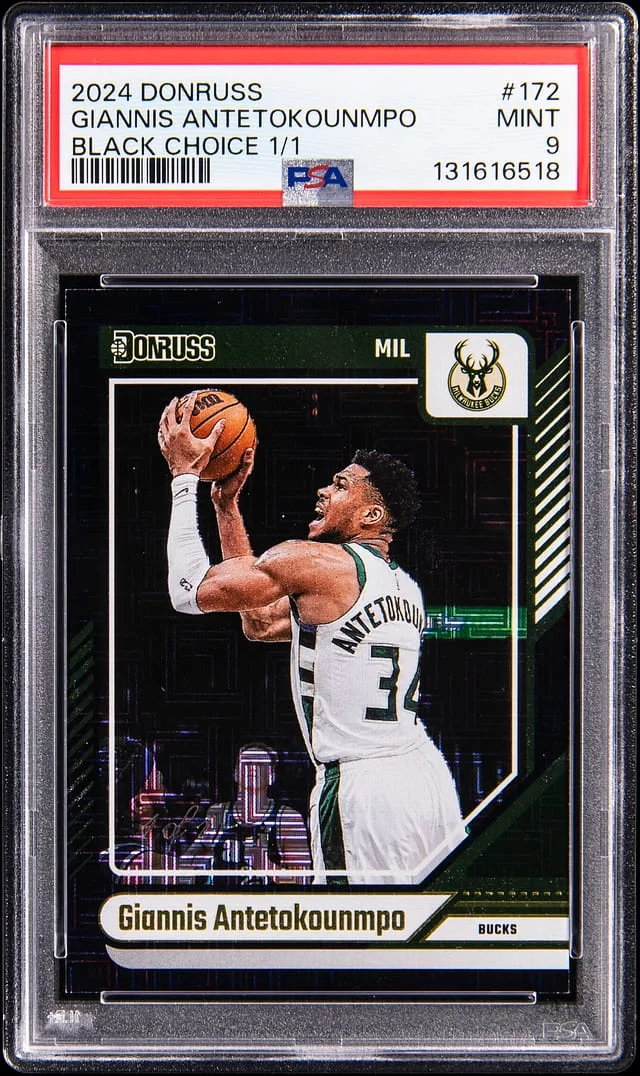 2024-25 Panini Donruss Giannis Antetokounmpo Black Choice 1/1 #172 card image