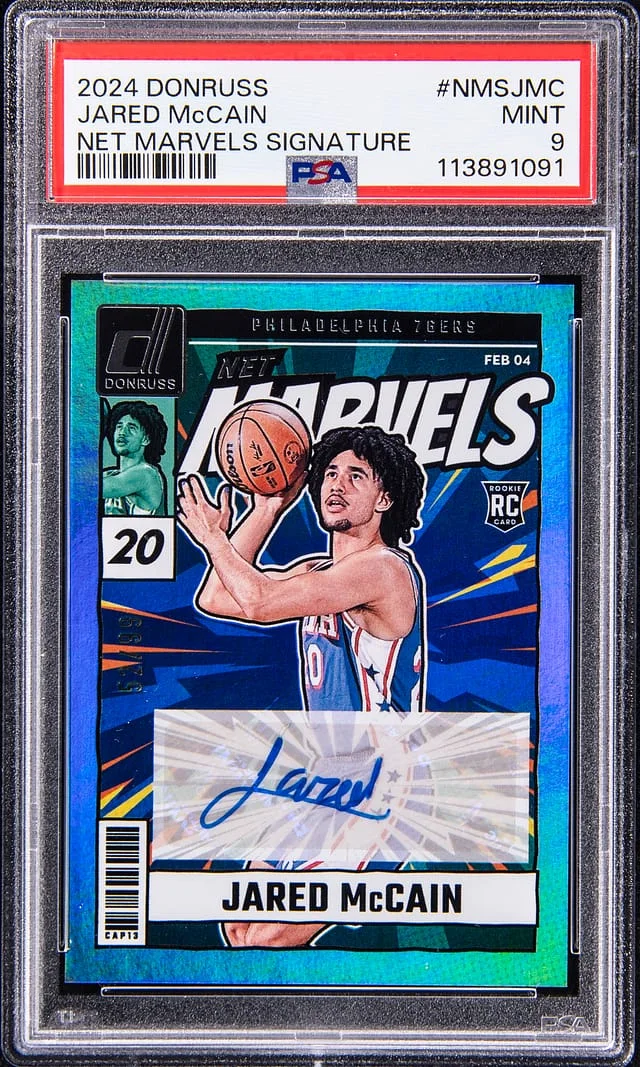 2024-25 Panini Donruss Jared McCain Net Marvels Signature #NMS-JMC card image